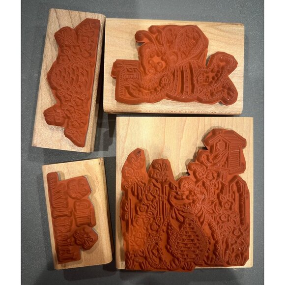 Stampin’ Up! Honey Honey Bear Wooden Block Stamps Retired‎ 4 Total With Case - Picture 4 of 5